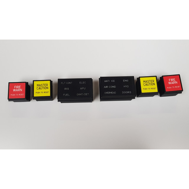B737 6 Pack & Master Caution / Fire Warning Annunciator Set (CAPTAIN & FO SIDE)
