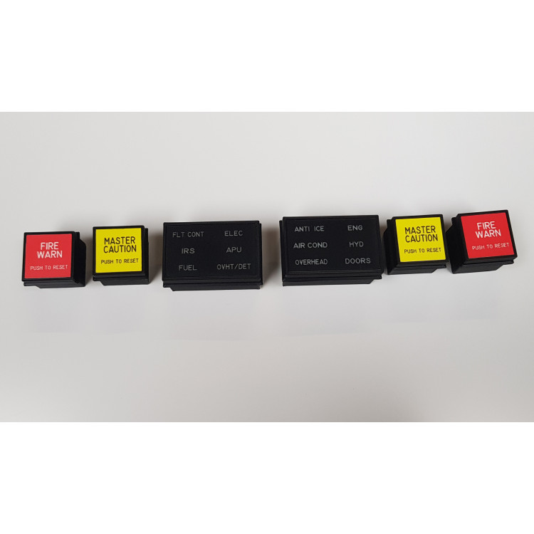 B737 6 Pack & Master Caution / Fire Warning Annunciator Set (CAPTAIN & FO SIDE)