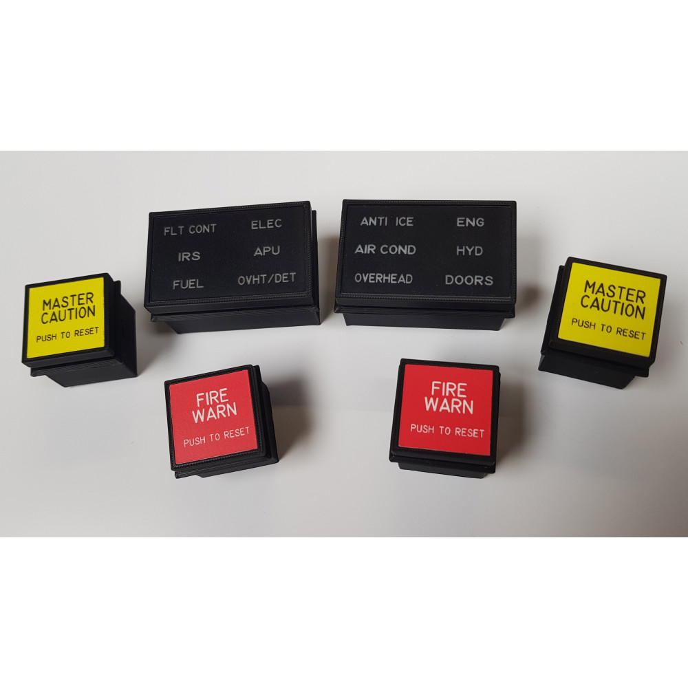 B737 6 Pack & Master Caution / Fire Warning Annunciator Set (CAPTAIN & FO SIDE)
